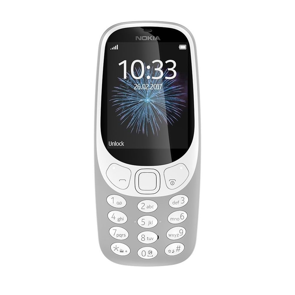 Nokia 3310 2G Unlocked Mobiltelefon (2,4 Zoll Farbdisplay, 2MP Kamera, Bluetooth, Radio, MP3 Player, Dual Sim) retro grey
