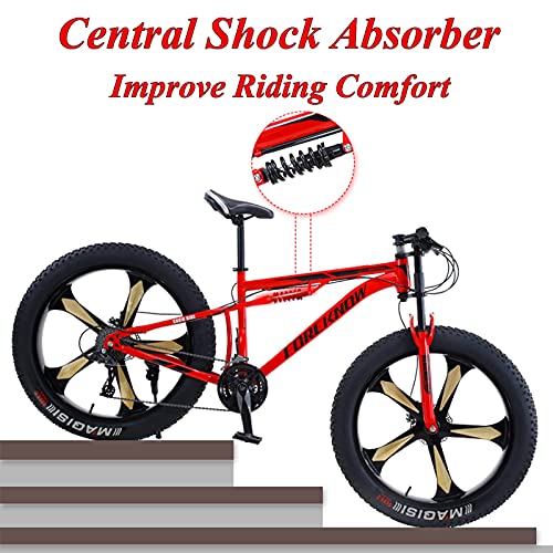 Wmmner Mountainbikes für Herren, Mountainbike für Erwachsene, 26 Zoll (66 cm), mit vollständiger Federung, großer Rahmen aus Stahl mit hohem Kohlenstoffgehalt, Doppelscheibenbremse, Riesenfahrrad