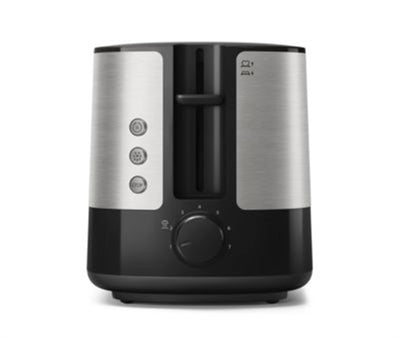 Philips HD7546/20 Gaia Filter-Kaffeemaschine mit Thermo-Kanne, schwarz/metall & HD2637/90 Toaster, Kunststoff, Schwarz/Edelstahl