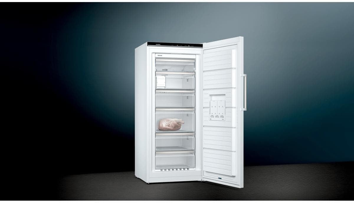 Siemens GS51NAWCV iQ500 Gefrierschrank, 161 x 70 cm, 289 L, noFrost nie wieder abtauen, bigBox Platz für großes Gefriergut, varioZone flexible Glas-und Schubladen