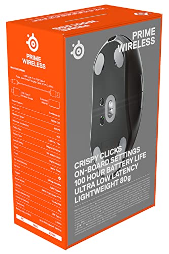 SteelSeries Prime Wireless - Esports Leistung Kabellose Gaming-Maus - 100 Stunden Akkulaufzeit - TrueMove Air Optical Sensor mit 18.000 CPI - Magnetisch-optische Schalter