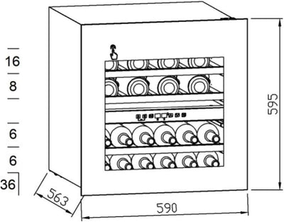 Wolkenstein EWTS85-36ED | Einbau-Weinkühlschrank | Für 36 Flaschen | 2 Temperaturzonen | 3 Holzböden | Einbaubreite 60 cm | Touch to open | 85 L Nutzinhalt