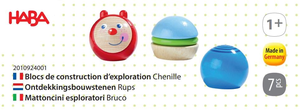 HABA Entdeckerbausteine Raupe - Regenbogen Holzkugeln mit optischen & akustischen Effekten - Made in Germany - Für Kinder ab 1 Jahr - Fördert die Feinmotorik - 2010924001