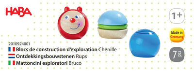 HABA Entdeckerbausteine Raupe - Regenbogen Holzkugeln mit optischen & akustischen Effekten - Made in Germany - Für Kinder ab 1 Jahr - Fördert die Feinmotorik - 2010924001