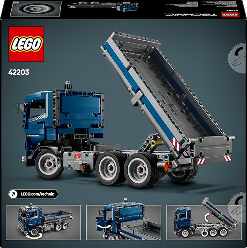LEGO Technic Kipplaster Spielzeug mit Lenkung und beweglicher Kippmulde - blaues Baufahrzeug - Geschenkidee zum Geburtstag oder für die Feiertage - Bauset für Jungen und Mädchen ab 9 Jahren 42203