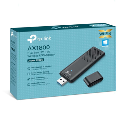 TP-Link Archer TX20U WLAN Stick Für PC, 𝐖𝐢𝐅𝐢 𝟔 AX1800 Dual Band, nur Kompatibel mit Windows 11/10, USB 3.0, MU-MIMO, OFDMA, WPA3-Verschlüsselung