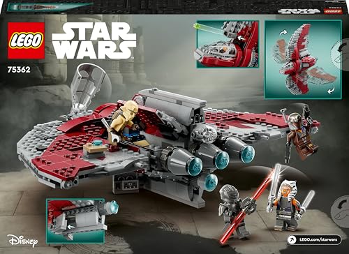 LEGO Star Wars Ahsoka Tanos T-6 Jedi Shuttle Set, baubares Raumschiff-Spielzeug mit 4 Minifiguren inkl. Sabine Wren und Marrok mit Lichtschwertern, Geschenk für Fans der Ahsoka-Serie 75362