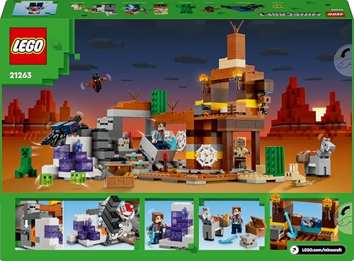LEGO Minecraft Die Mine in den Badlands -Interaktives Spielzeug mit Forscher-, Creeper- und Spinnen Figuren sowie einer TNT-Explosionsfunktion - Gamer Geschenk für Jungen & Mädchen ab 8 Jahren - 21263