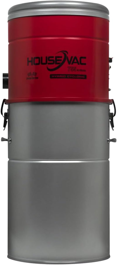 HouseVac Zentralstaubsauger HV-755ST-35H + Premium Reinigungszubehör-Kit 7.5m zur Reinigung Ihres Hauses|Saugkraft 755 AirWatts|Ametek Motor-1700W 2 Turbinen Soft Start/Stop| Hybridzyklonfiltration