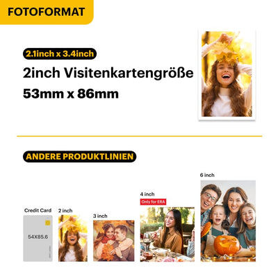 KODAK Mini 2 Retro Mobiler Fotodrucker für Smartphone, Mini Drucker mit Bluetooth, 54×86mm, 38 Blat Bundle, Gelb