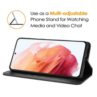 WBWONE Hülle für Samsung Galaxy A06, Premium TPU/PU Leder Klappbar Schutzhülle Tasche Handyhülle mit Standfunktion & Kartensteckplätzen, Schwarz