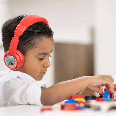 Brandneu und „Made for Amazon“: Bluetooth-Kinderkopfhörer BuddyPhones PlayTime mit Lautstärkebegrenzung (Alter: 3-7 Jahre), Rot