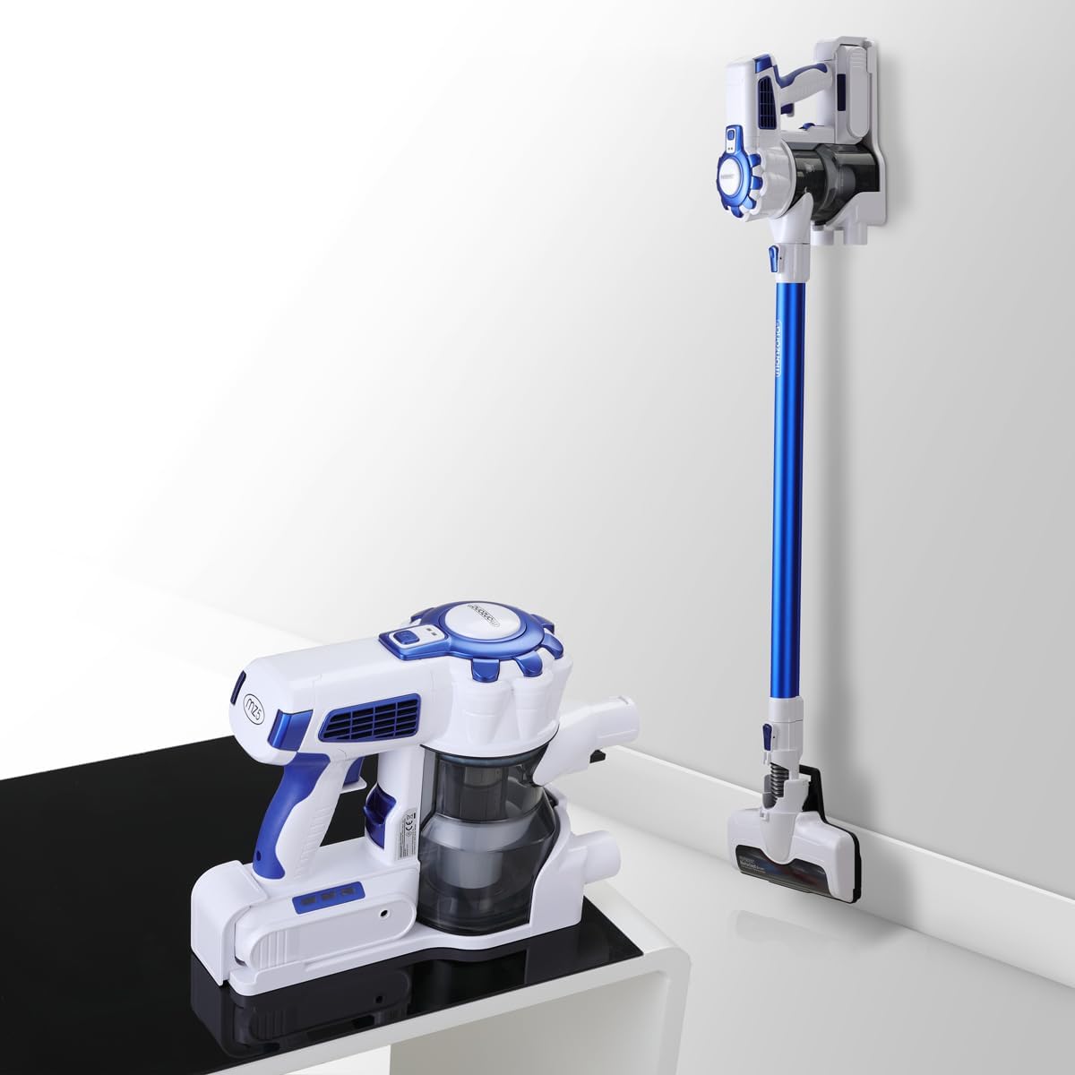 Monzana® Akku Staubsauger Kabellos Schnellladefunktion Beutellos 40min Handstaubsauger Stabstaubsauger Teppich Tierhaare Auto HEPA Filter Blau