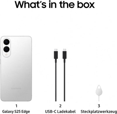 Samsung Galaxy S25 Edge AI Smartphone mit Galaxy AI, Ohne Vertrag, Handy mit Android, 12 GB RAM, 256 GB GB Speicher, 200-MP-Kamera, Titanium Silver, 3 Jahre Herstellergarantie [Exklusiv auf Amazon]