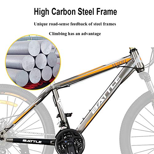 Wmmner . 26 Zoll Mountainbike für Erwachsene, Männer, Frauen, Mountainbikes, Hartschale, rutschfest, 24 Gänge, mit Federung vorne, Doppelscheibenbremse in A