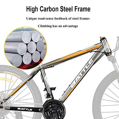 Wmmner . 26 Zoll Mountainbike für Erwachsene, Männer, Frauen, Mountainbikes, Hartschale, rutschfest, 24 Gänge, mit Federung vorne, Doppelscheibenbremse in A