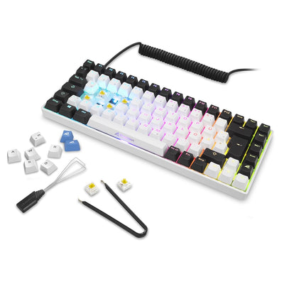Sharkoon Skiller SGK50 S3 Weiß, RGB Gaming Keyboard, Gateron Yellow, 75% Layout