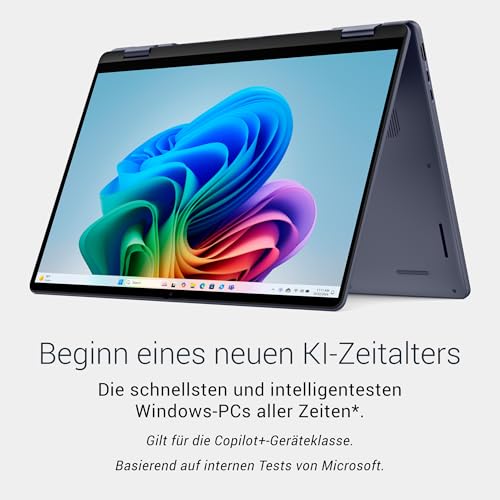 Dell 16 Plus 2-in-1 Laptop Copilot+ DB06250 – 16" 2.5K (2560 x 1600) Touch, HDR600, Intel Core Ultra 7 Series 2, 16GB LPDDR5X, 1TB SSD, Windows 11 Home, FHD-Kamera, QWERTZ-Tastatur, Indigo Blau