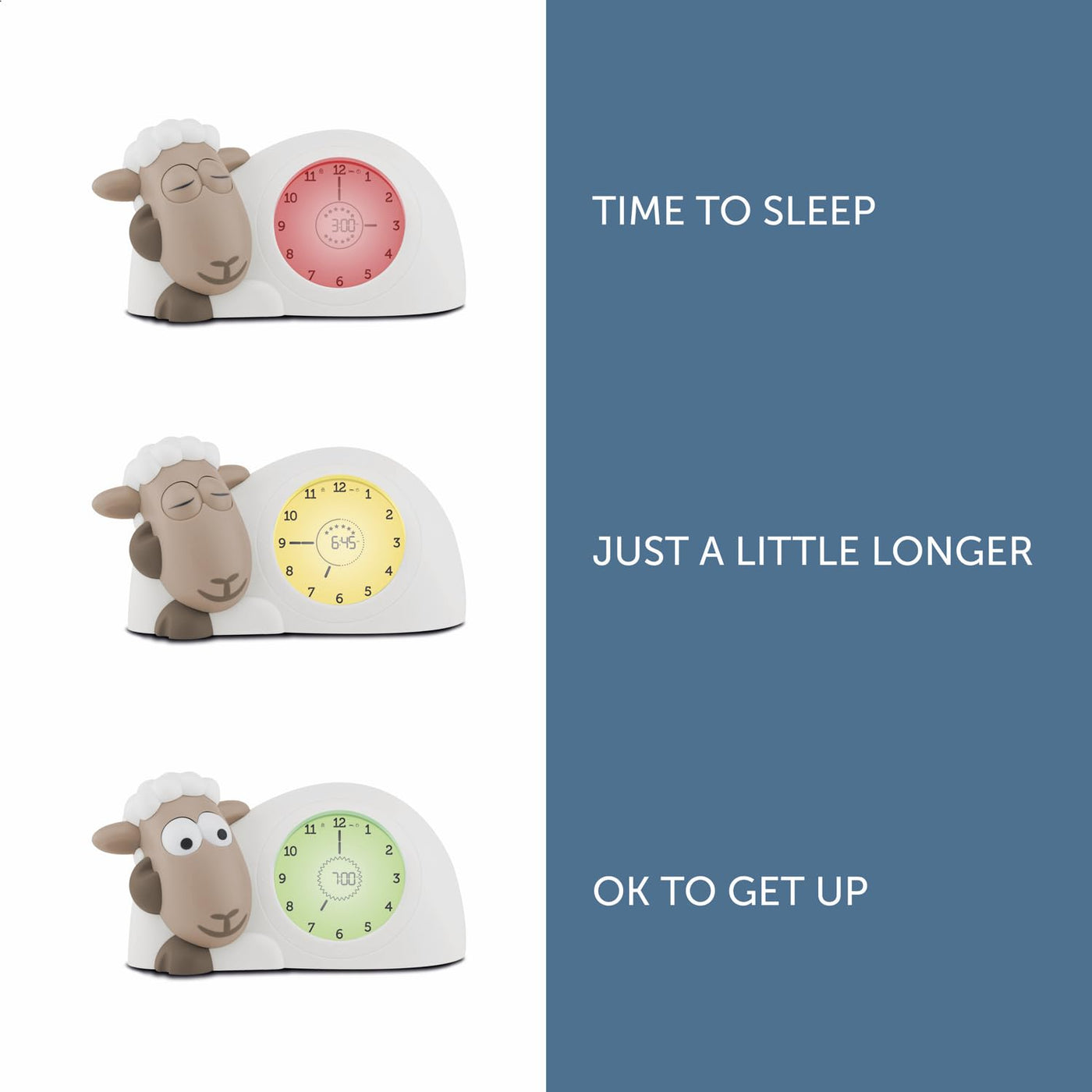 Zazu Sam The Lamb Uhr – Schlafcoach Uhr und Nachtlicht für Kinder | Bringt Ihrem Kind mit visuellen Indikatoren bei, wann es aufwachen soll | Einstellbare Helligkeit | Automatische Abschaltung (Braun)