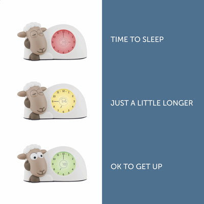 Zazu Sam The Lamb Uhr – Schlafcoach Uhr und Nachtlicht für Kinder | Bringt Ihrem Kind mit visuellen Indikatoren bei, wann es aufwachen soll | Einstellbare Helligkeit | Automatische Abschaltung (Braun)