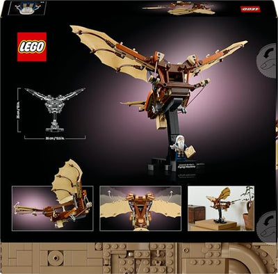 LEGO Icons Leonardo da Vincis Fluggerät mit schlagenden Flügeln - Inklusive Minifigur & Ständer - Bauset für Erwachsene - Deko-Set für Zuhause - Geschenkidee - 10363