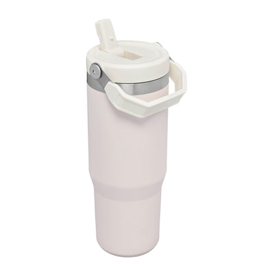 Stanley IceFlow Flip Straw Trinkflasche mit Strohhalm 0.89L - Thermosflasche Hält 12+ Stunden Kalt - Auslaufsicher - Trinkflasche Sport - Wasserflasche BPA Frei - Spülmaschinenfest - Rose Quartz