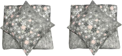 Leonado Vicenti Winter Bettwäsche 155x220 Thermofleece Flauschig Garnitur Set Bettbezug Schlafzimmer 4 teilig Schneeflocken Rosa Grau