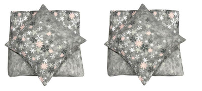 Leonado Vicenti Winter Bettwäsche 155x220 Thermofleece Flauschig Garnitur Set Bettbezug Schlafzimmer 4 teilig Schneeflocken Rosa Grau