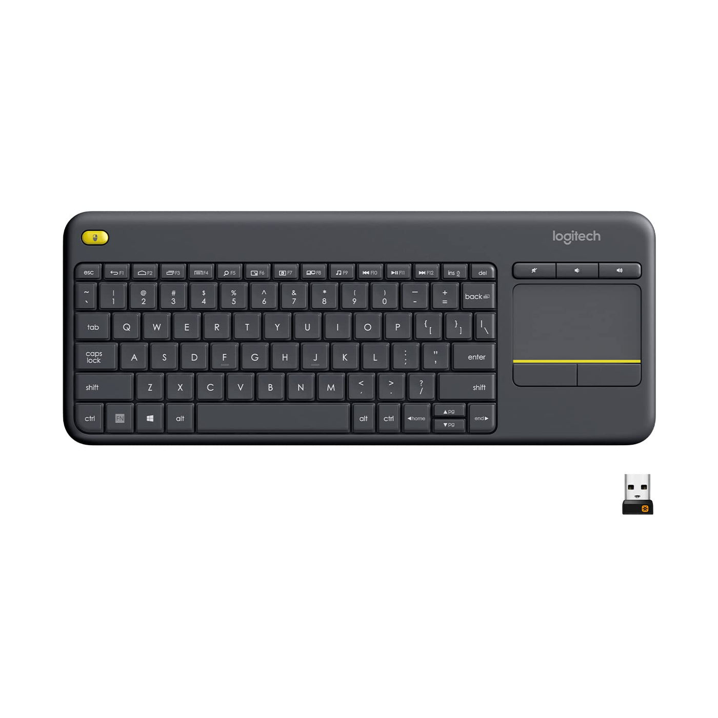 Logitech K400 Plus Tastatur RF Wireless QWERTY Schwarz - Tastaturen (Mini, Kabellos, RF Wireless, QWERTY, Schwarz)
