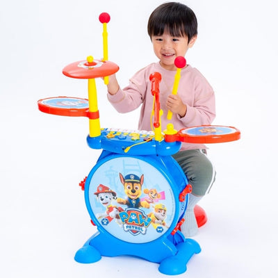 Lexibook, Paw Patrol, Elektronisches Set für Kinder, musikalisches Spielzeugspiel, realistischer Trommel-Sound, 8-Tasten-Tastatur, MP3-Stecker, Sitz inklusive, blau/rot, K610PA