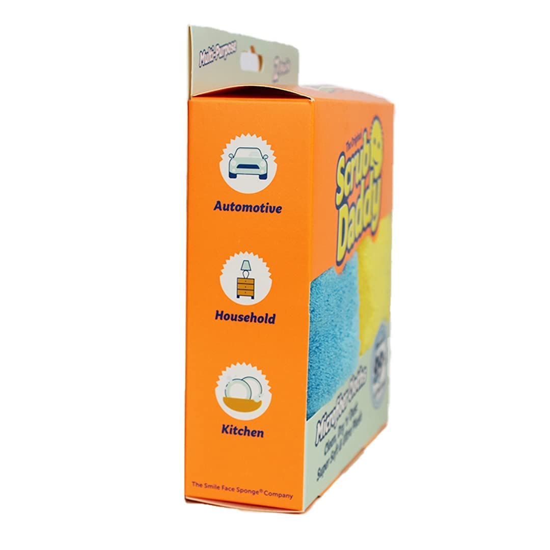 Scrub Daddy Microfaser Tuch - Allzwecktücher im Doppelpack, waschbarer Spüllappen, Zaubertücher zur Reinigung von verstaubtem Glas, Auto, Fenstern, Geschirr und mehr – Mehrfarbig