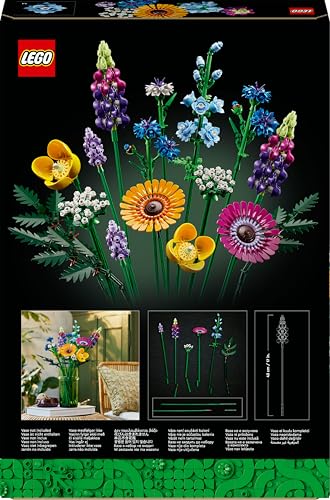 LEGO Botanicals Wildblumenstrauß Set - Künstliche Blumen mit Mohn und Lavendel zum Basteln für Erwachsene - Geschenkidee für Heimdeko - Botanik Kollektion 10313