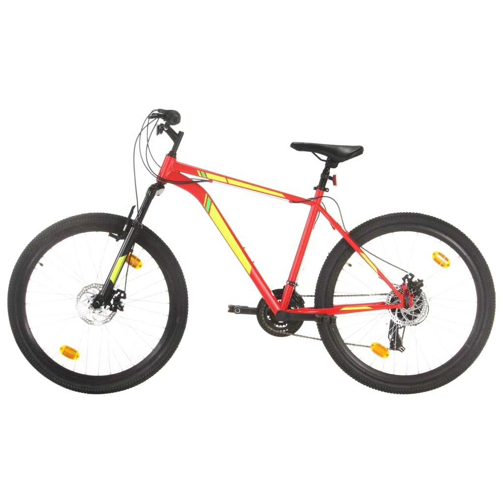 vidaXL Mountainbike 21 Gang 27,5 Zoll Rad mit Scheibenbremsen Schnellspann-Sattelstützenklemme Fahrrad Sportfahrrad 42cm Rot