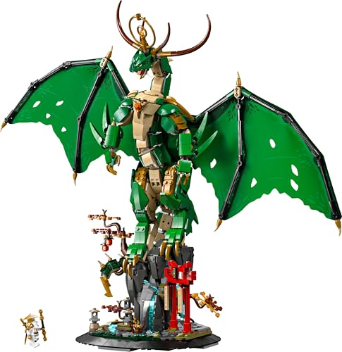 LEGO NINJAGO Wächterdrache Bauset - Mit Drachenfigur, Meister Wu Minifigur & Ständer – Bauspielset für Jungen ab 14 Jahren & Teenager 71847