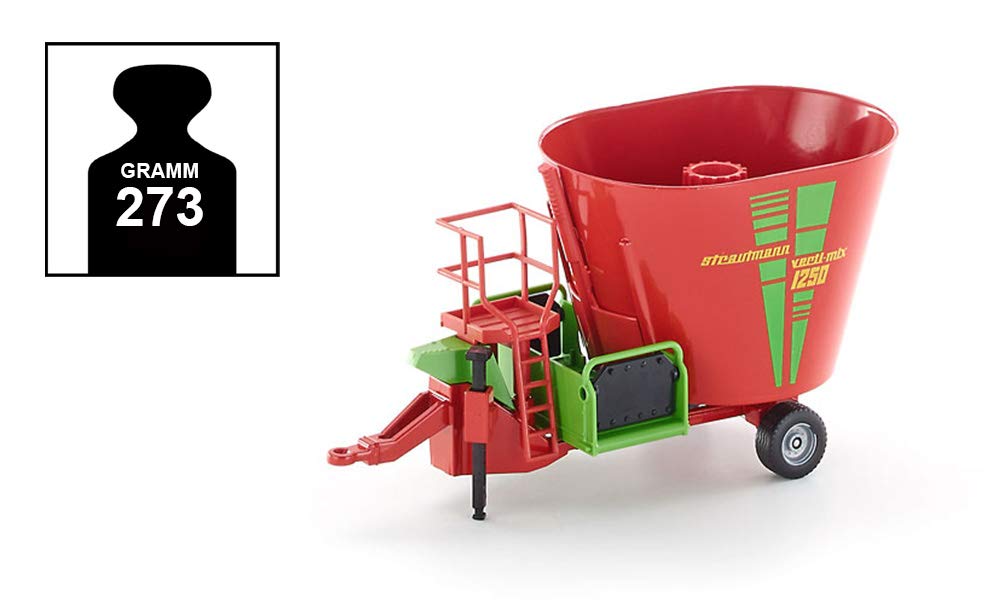 siku 2450, Strautmann Futtermischwagen, 1:32, Metall/Kunststoff, Rot, Beweglicher Futtermischer