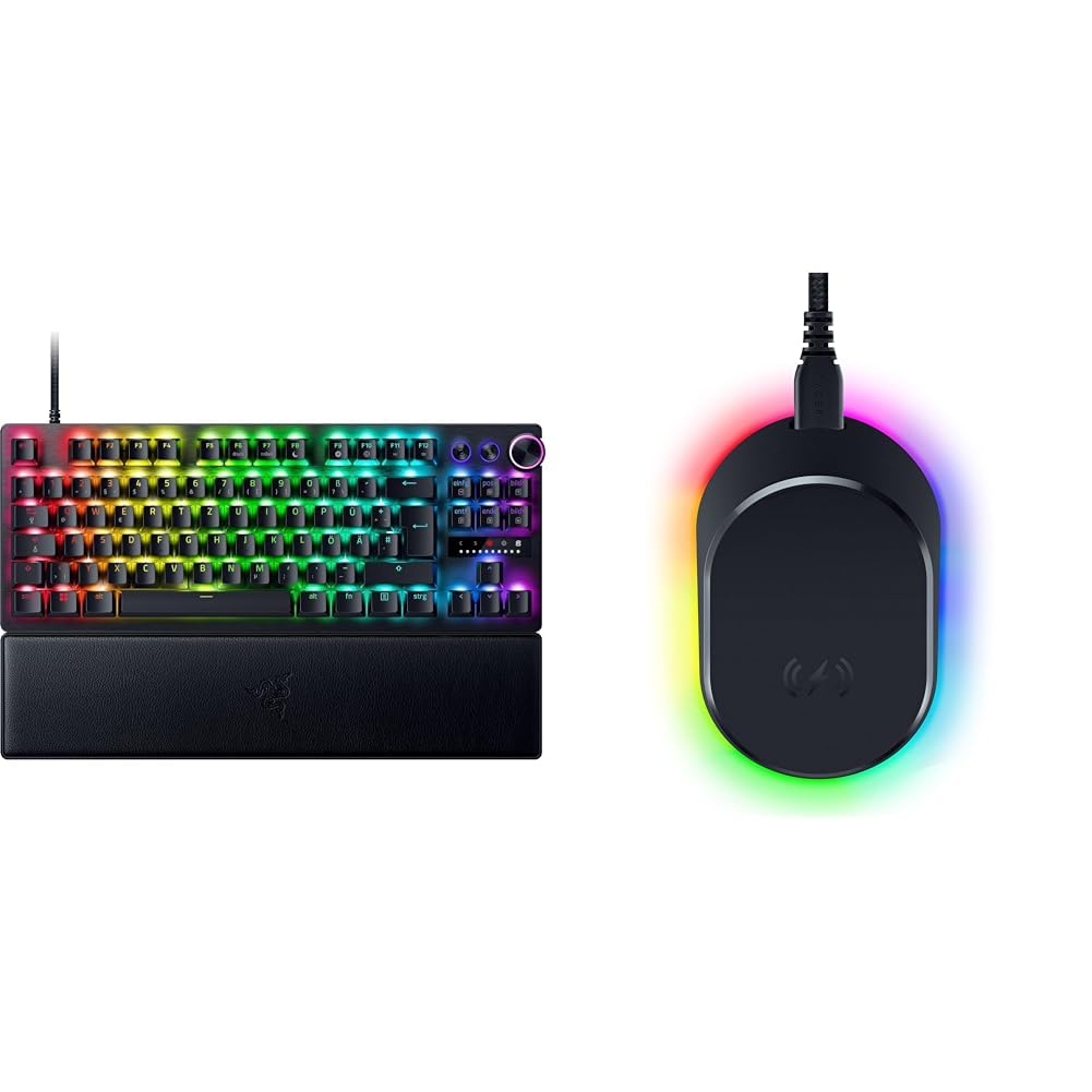 Razer Huntsman V3 Pro Tenkeyless - Analoge optische E-Sport-Tastatur & Mouse Dock Pro & Charging Puck