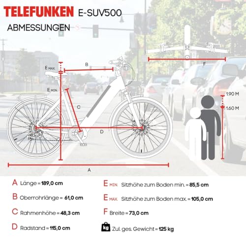 TELEFUNKEN SUV E-Bike 27,5 Zoll für Damen & Herren | Pedelec mit Mittelmotor & 468Wh Akku | Elektrofahrrad mit 7-Gang Kettenschaltung & Hydr. Scheibenbremsen, StVZO-konform | SUV500