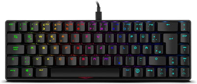 Ozone Gaming Mini Tactical Keyboard -OZTACTICALDE- Mechanische Tastatur ohne Ziffernblock, Bluetooth, Outemu Red Switches, RGB LED Beleuchtung, leise, DE Layout, Schwarz