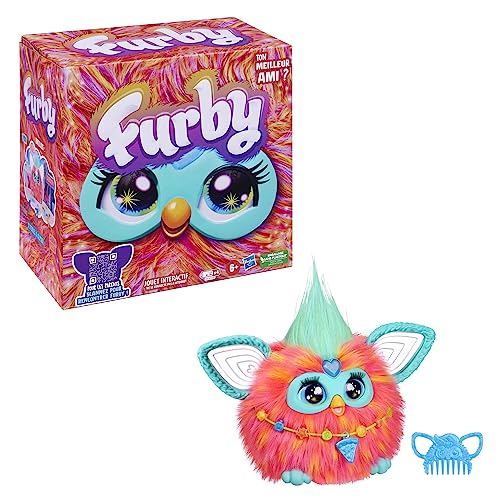 Furby Korallenroter Plüsch, interaktiv – Französische Version (Die Verpackung kann variieren)