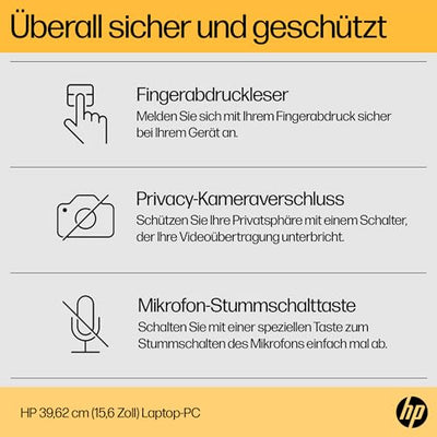 HP Laptop, 15,6" FHD Display, AMD Ryzen 5 7520U, 16 GB DDR5 RAM, 512 GB SSD, AMD Radeon-Grafik, Windows 11 Home, QWERTZ, Natural Silver mit HP Fast Charge