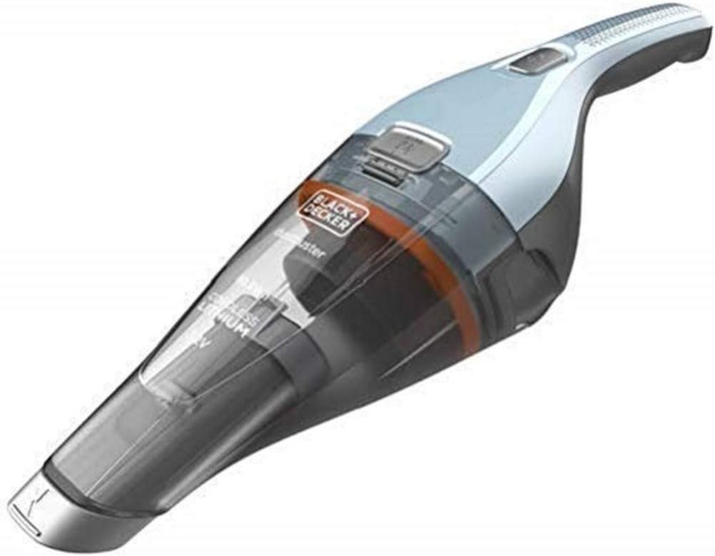 BLACK+DECKER Handstaubsauger Akku 7,2V Dustbuster (Handsauger beutellos + kabellos, breite Saugöffnung, spülmaschinenfester Staubfangbehälter inkl. Fugendüse & Ladestation mit Wandhalterung) NVC215W