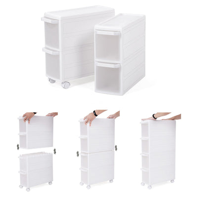 SONGMICS Rollwagen mit Vier Schüben Nischenregal Separat benutzbar Küchenregal Badregal Standregal Allzweckwagen mit Rollen 84,5 cm Hoch weiß KFR05W