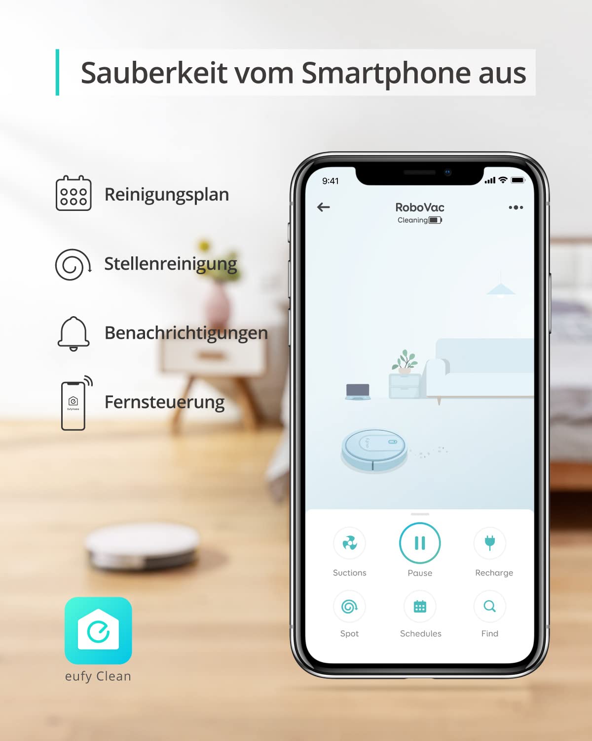eufy Saugroboter mit Wischfunktion, RoboVac G10 Hybrid, Smart Dynamic Navigation, 2-in-1 Sauger & Wischmopp Roboterstaubsauger, 2000Pa Saugkraft, Selbstaufladend, ideal für Hartböden(Weiß)