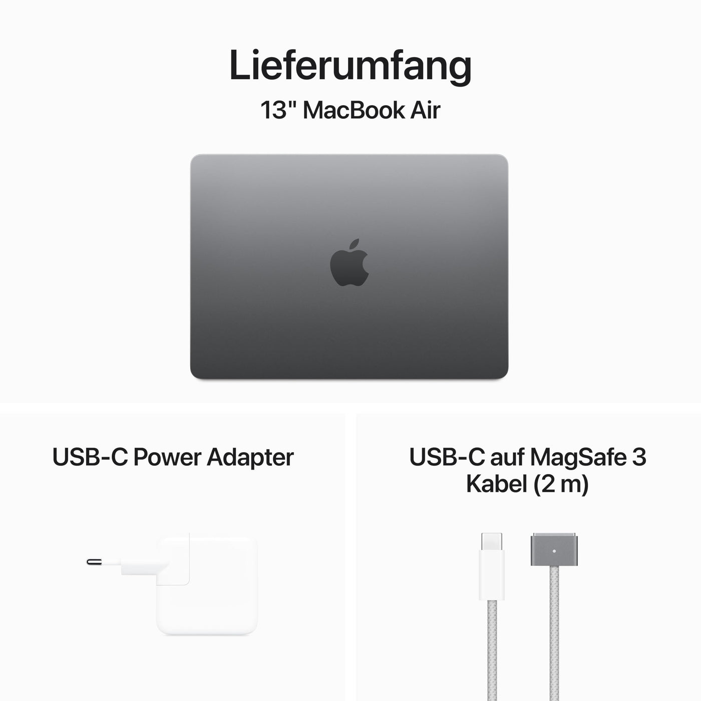 Apple 2024 13" MacBook Air Laptop mit M3 Chip: 13,6" Liquid Retina Display, 8 GB gemeinsamer Arbeitsspeicher, 256 GB SSD Speicher, beleuchtete Tastatur, 1080p FaceTime HD Kamera, Touch ID, Space Grau