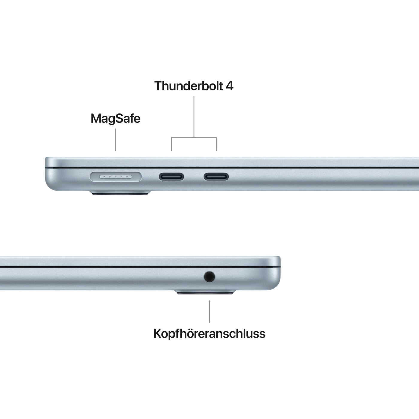 Apple MacBook Air (13", Apple M4 Chip mit 10‑Core CPU und 8‑Core GPU, 16GB Gemeinsamer Arbeitsspeicher, 256 GB) - Himmelblau