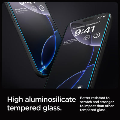 Spigen Glas.tR EZ Fit Schutzfolie kompatibel mit iPhone 16 Pro, 2 Stück, Kratzfest, 9H Härte Folie