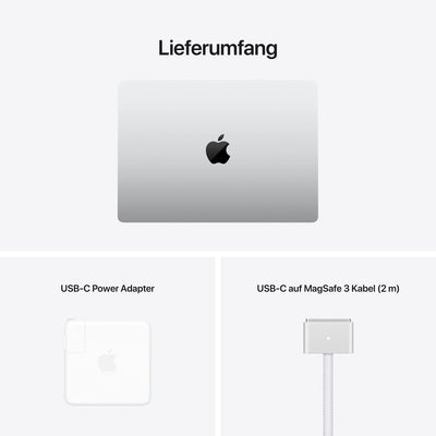 2021 Apple MacBook Pro (14", Apple M1 Pro Chip mit 8‑Core CPU und 14‑Core GPU, 16 GB RAM, 512 GB SSD), 3024 x 1964 - Silber