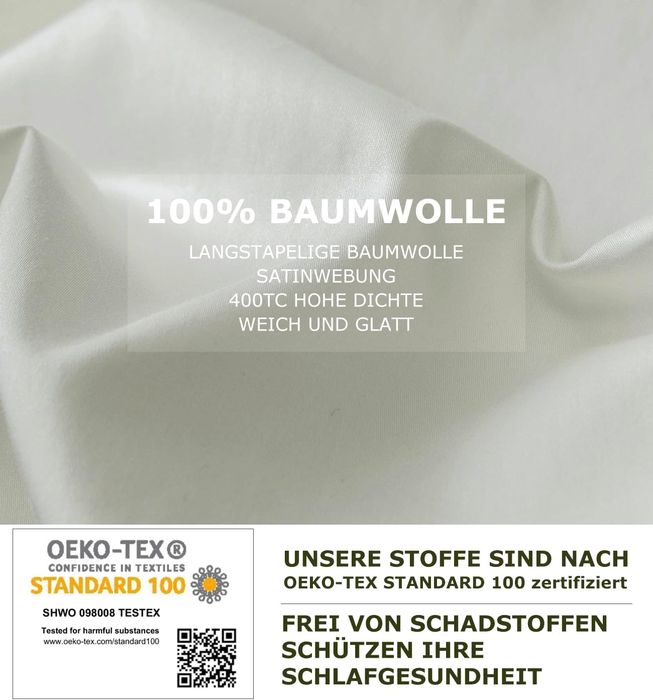SALAD HOUSE Weiße Bettwäsche 135x200 Baumwolle, Allergiker Bettwäsche-Sets, Duvet Cover, Herbst Bettbezug + Satin Kissenbezug 80x80, Room Decor Bettwaren & Bettwäsche, 400TC