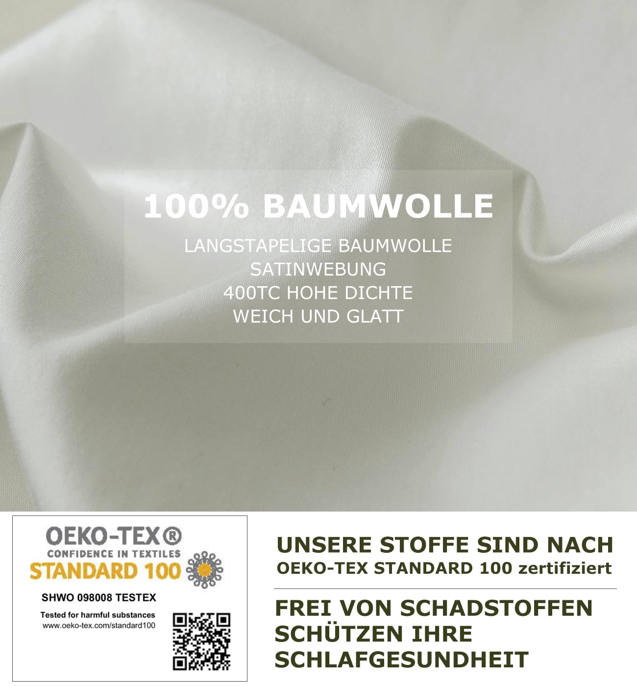 SALAD HOUSE Weiße Bettwäsche 135x200 Baumwolle, Allergiker Bettwäsche-Sets, Duvet Cover, Herbst Bettbezug + Satin Kissenbezug 80x80, Room Decor Bettwaren & Bettwäsche, 400TC