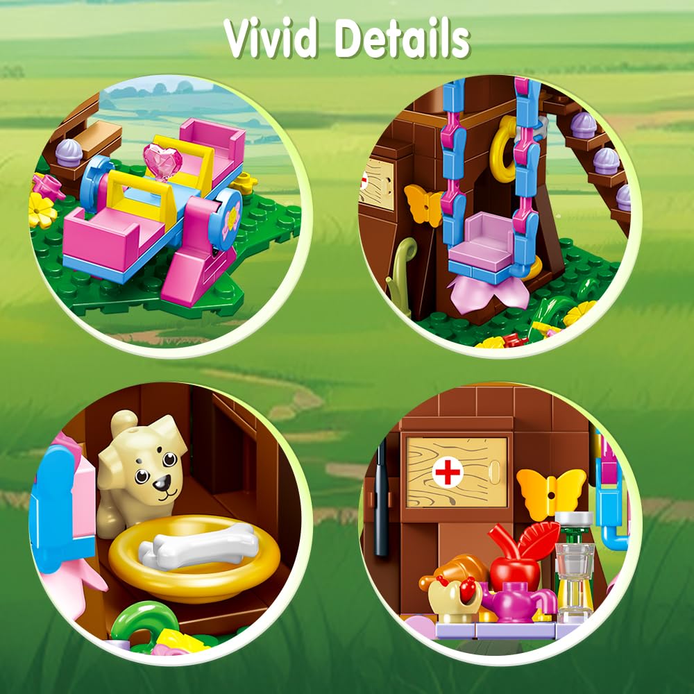 CUBIMANA Baumhaus Bausteine Set mit LED-Licht – Baumhaus Baustein Spielzeug, Up-Haus Bausatz mit Rutsche, Geburtstag Weihnachts Geschenk für Kinder Mädchen Jungen ab 6 7 8 9 10 11+ Jahren (618 Stück)